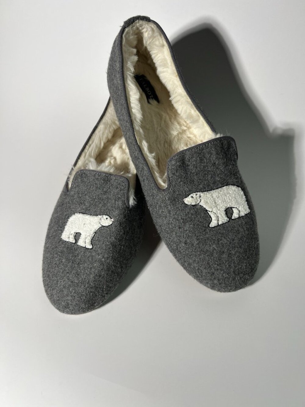 Talbots Fireside Polar Bear Slippers Gray Women’s Size 8M - Picture 4 of 14